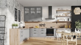 Fronty pełne czy z przeszkleniem? Dom, LIFESTYLE - Zastąpienie pełnych frontów w szafkach górnej zabudowy witrynami szklanymi to modne w tym sezonie rozwiązanie aranżacyjne, które warto zastosować w kuchni nie tylko z powodu walorów estetycznych. Przeszklone fronty to doskonały sposób, aby forma mebli nabrała wizualnej lekkości.