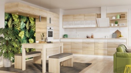 Między kuchnią a salonem: stół w komplecie z zabudową meblową Dom, LIFESTYLE - Kuchnia i jadalnia stanowią obecnie jedną całość, dlatego coraz częściej tak właśnie postrzegają je producenci mebli, którzy oferują zabudowę kuchenną w komplecie ze stołem w identycznym dekorze. To bardzo wygodne rozwiązanie.