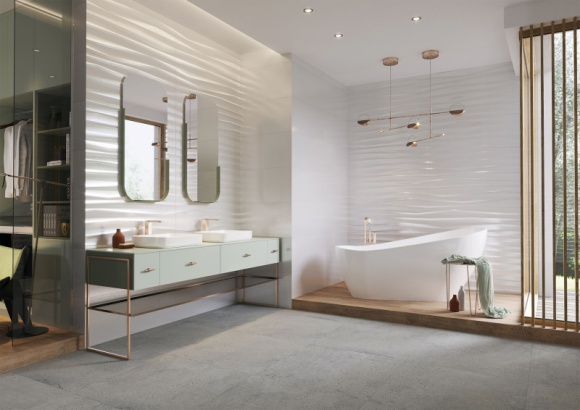 Białe łazienki w nieszablonowym wydaniu Dom, LIFESTYLE - Białe łazienki w nieszablonowym wydaniu: kolekcje płytek ściennych Opoczno